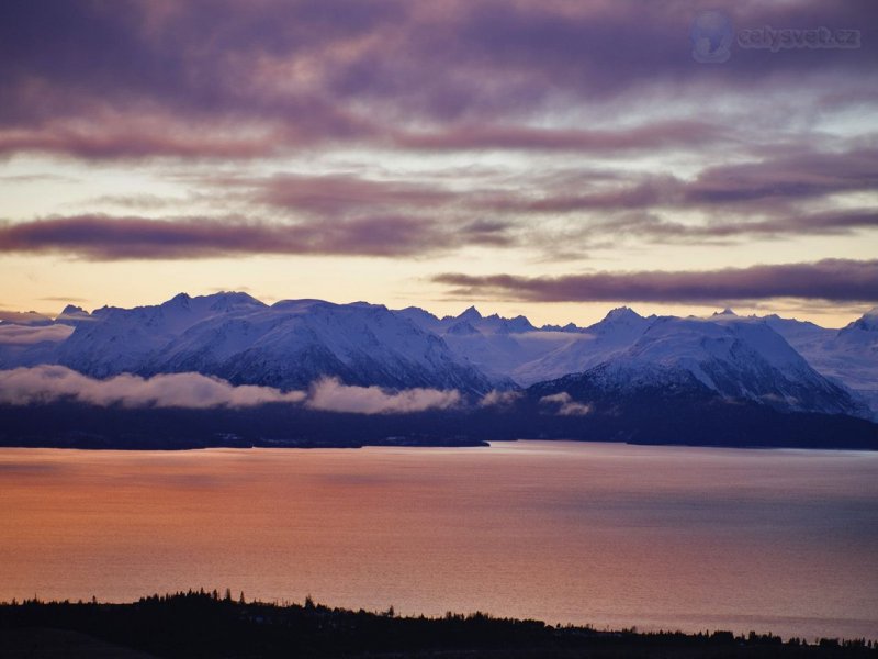 Foto: Winter Sunset Over Kachemak Bay And The Kenai Mountains, Homer, Alaska